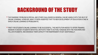 Factors Affecting Student Online Learning outcomes Pre and Post ...