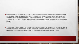 Factors Affecting Student Online Learning outcomes Pre and Post ...