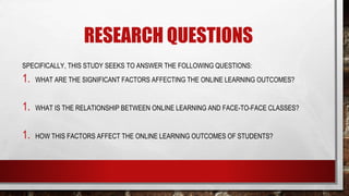 Factors Affecting Student Online Learning outcomes Pre and Post ...