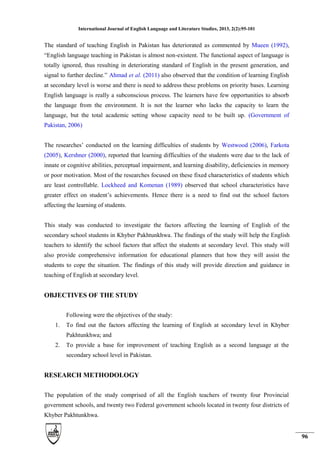 Factors affecting the learning of english at secondary 2(2), 95 101 | PDF