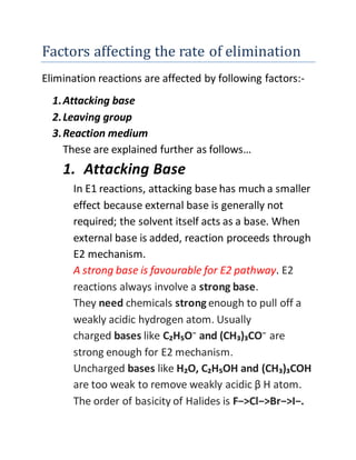 Factors Affecting The Rate Of Elimination