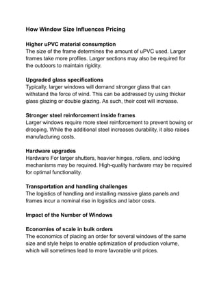 Window Pvc Factor Factors Depending on the Cost of uPVC Windows | PDF