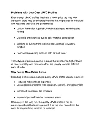 Window Pvc Factor Factors Depending on the Cost of uPVC Windows | PDF