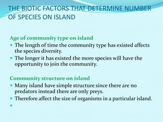 Factors determine number of species on island | PPTX