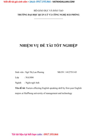Factors Effecting English Speaking Skill By First – Year English Majors ...