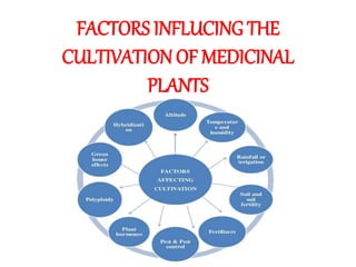 FACTORS INFLUCING THE
CULTIVATION OF MEDICINAL
PLANTS
 