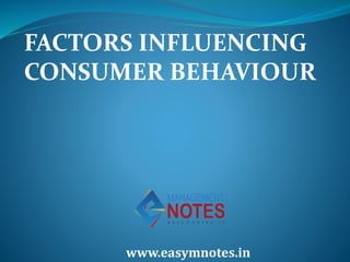 Factors influencing consumer behaviour