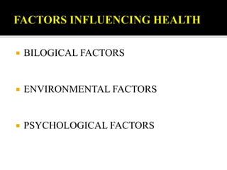 Factors influencing health