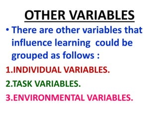 FACTORS INFLUENCING LEARNING | PPTX