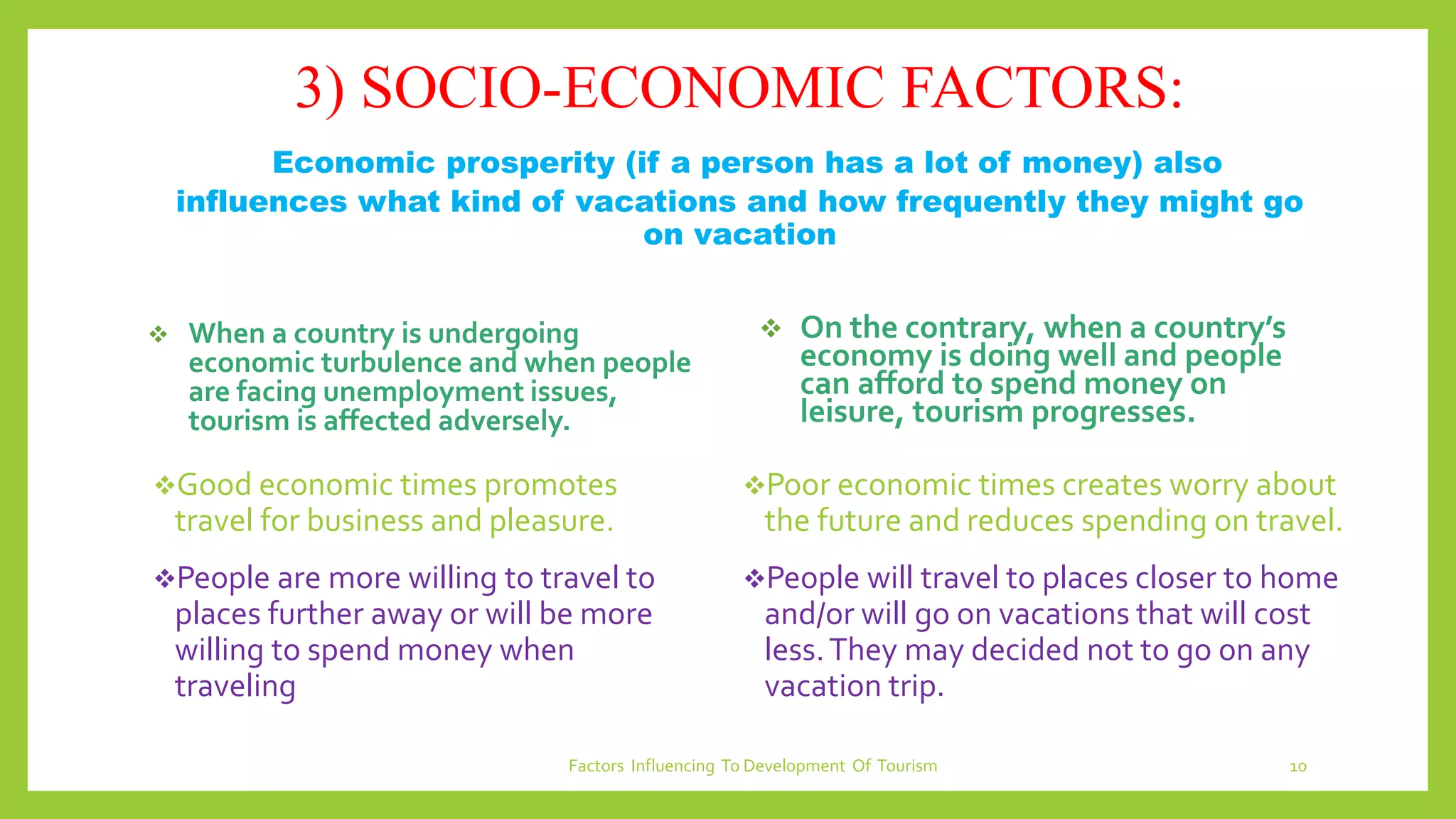 Factors influencing to development of tourism | PPTX