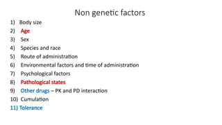 Factors modifying drug action Dr Deepasree | PPTX