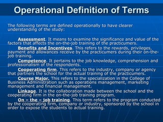 Operations Terminology Factors that affect the on the-job training of | PPT