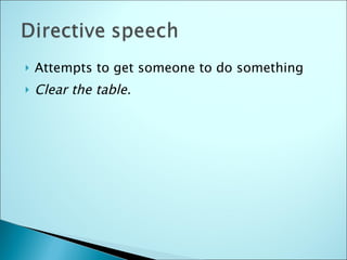 Attempts to get someone to do something Clear the table. 