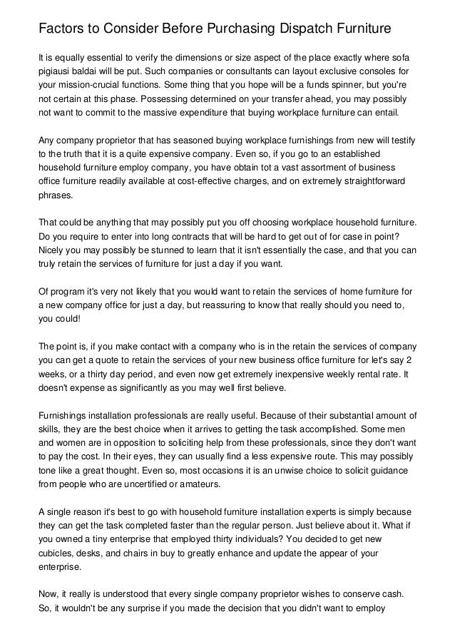 Factors to Consider Before Purchasing Dispatch Furniture