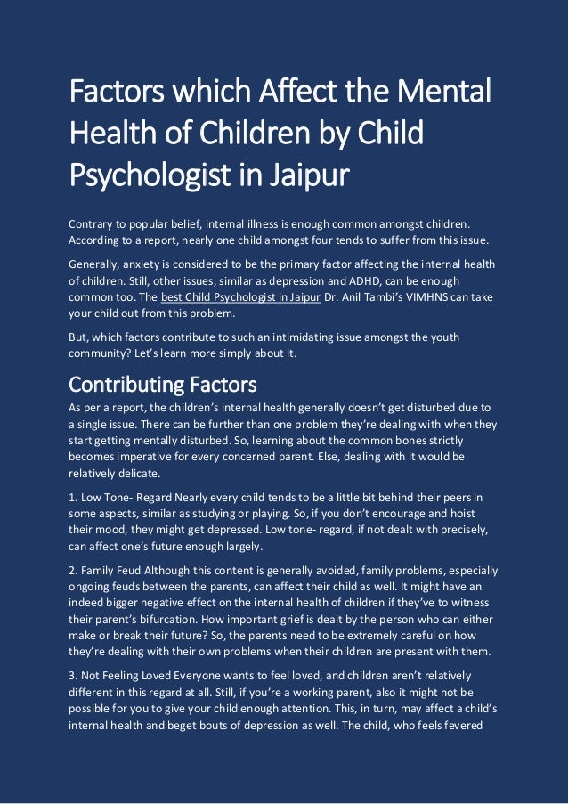 Factors which affect the mental health of children by child