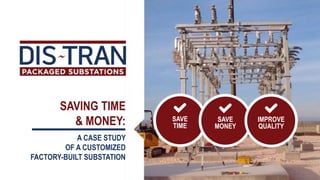SAVING TIME
& MONEY:
A CASE STUDY
OF A CUSTOMIZED
FACTORY-BUILT SUBSTATION
SAVE
TIME
SAVE
MONEY
IMPROVE
QUALITY
 