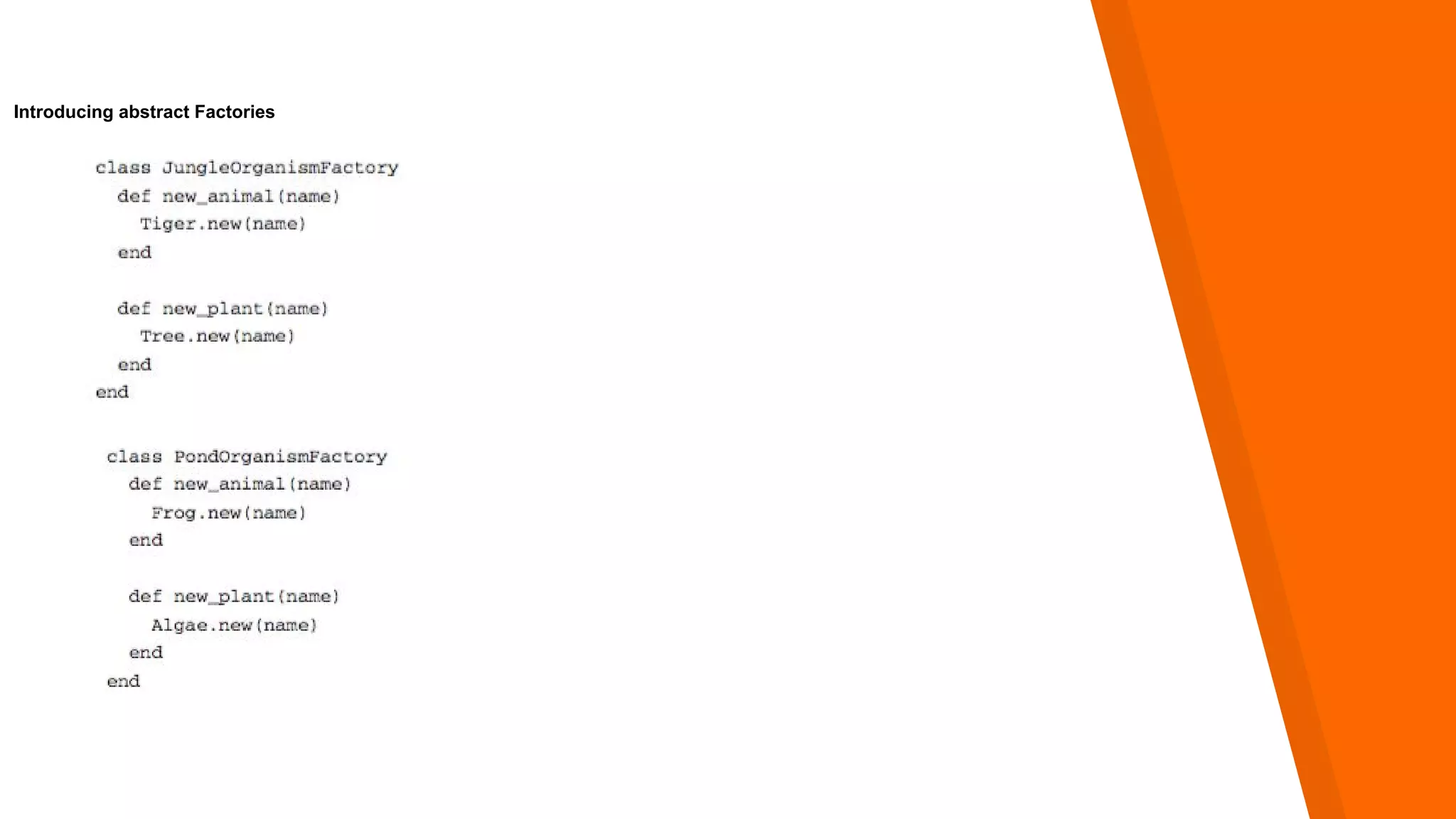 Introducing abstract Factories
 