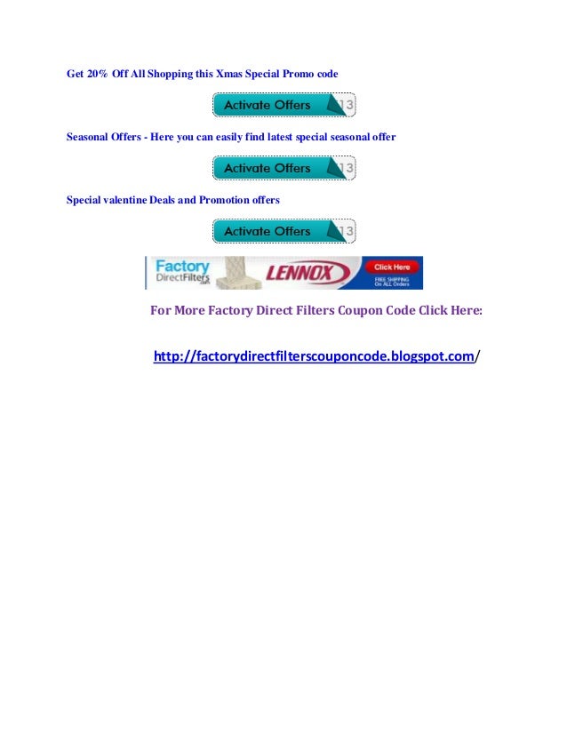 Factory Direct Filters Coupon Code