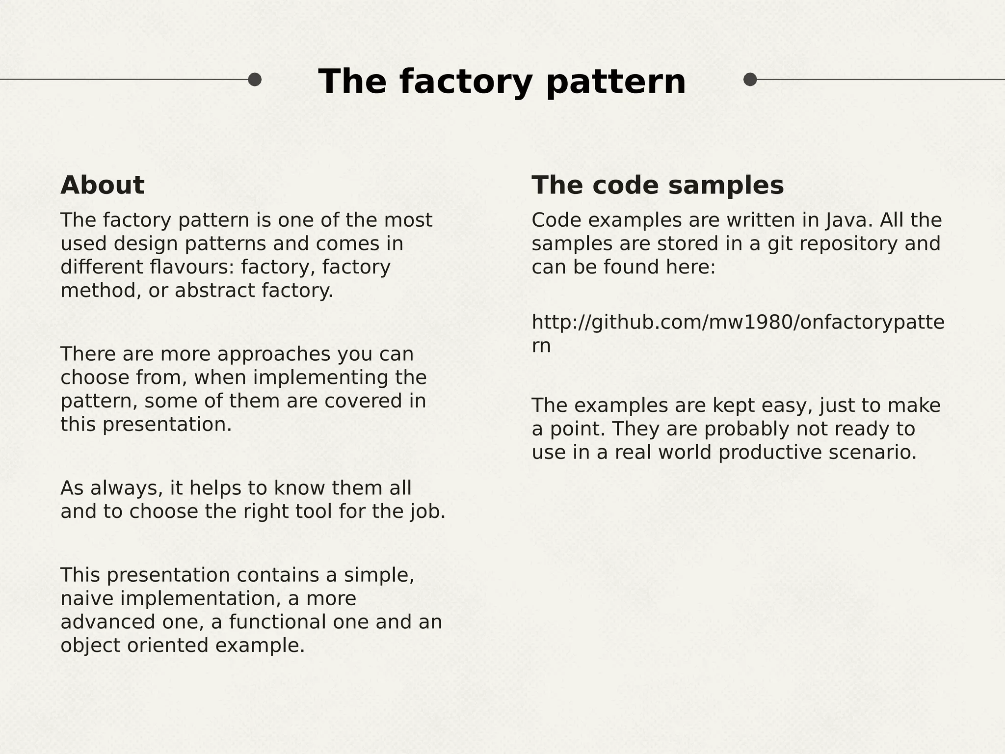 Factory pattern in Java | PPT