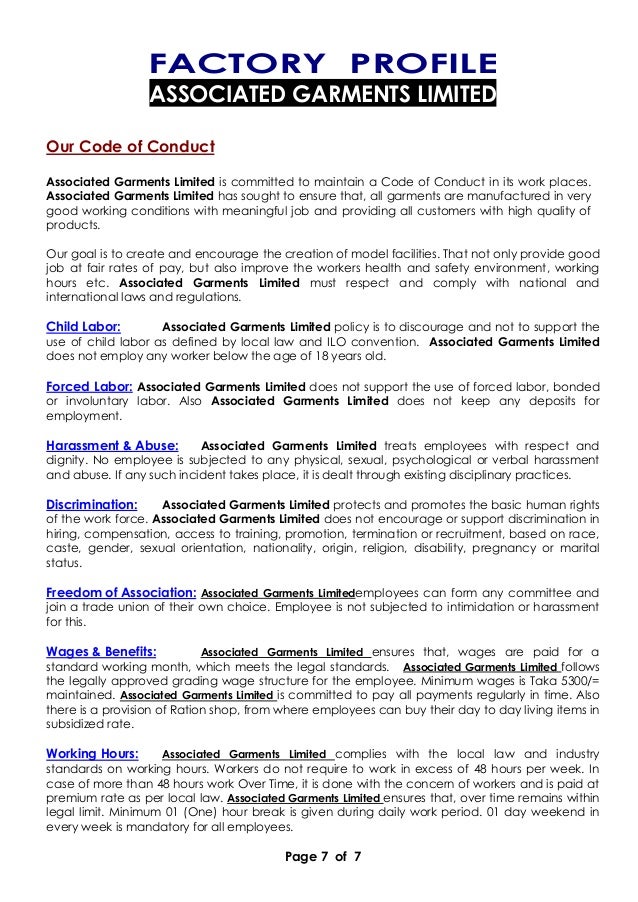 Factory profile associated garments ltd