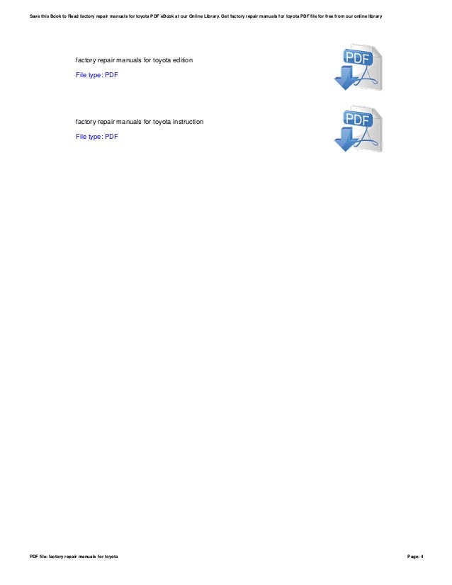 Factory repair manuals for toyota