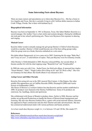 Facts About Beyonce | PDF