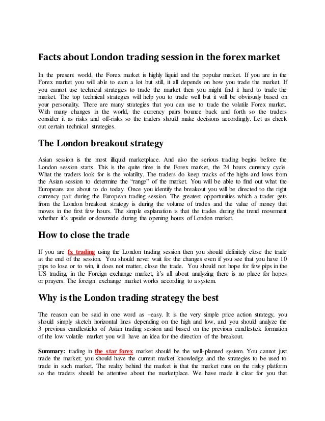 Facts About London Trading Session In The Forex Market - 