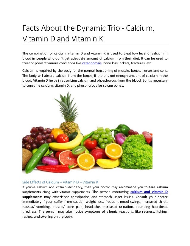 Facts About The Dynamic Trio Calcium Vitamin D And Vitamin K