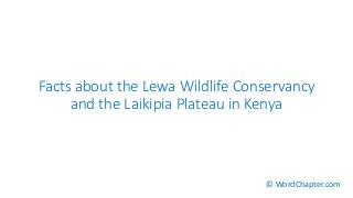 Facts about the Lewa Wildlife Conservancy
and the Laikipia Plateau in Kenya
© WordChapter.com
 