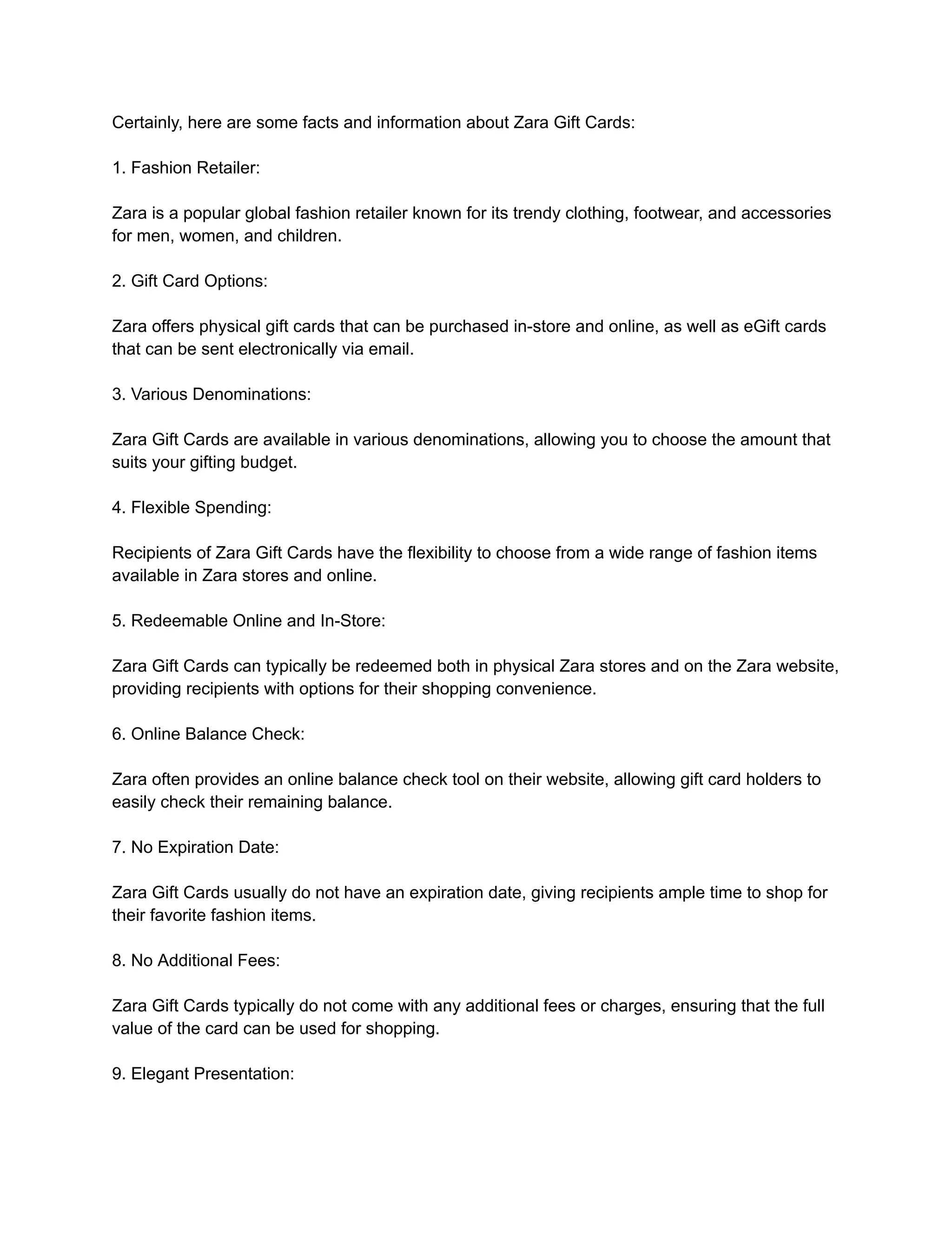 facts and information about Zara Gift Cards.pdf