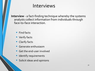 Facts finding techniques in Database | PPT