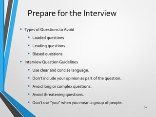 Example Interview Question Guidlines Facts finding techniques in Database | PPT | Business | Business and ...
