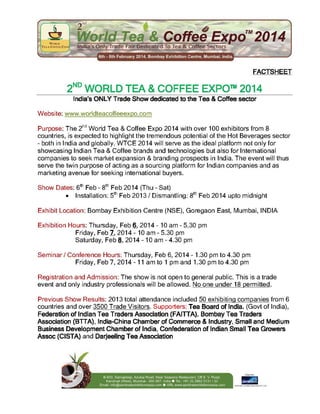 World Tea and Coffee Expo Factsheet 2014