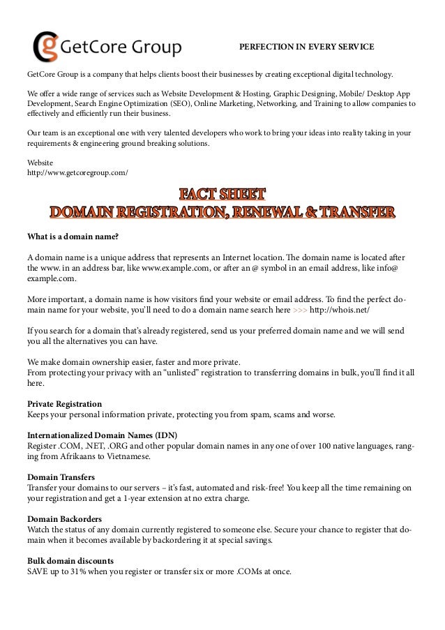 Fact Sheet Domain Registration Renewal Transfer Images, Photos, Reviews