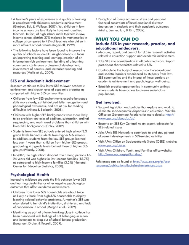 Education & Socioeconomic Status Fact Sheet
