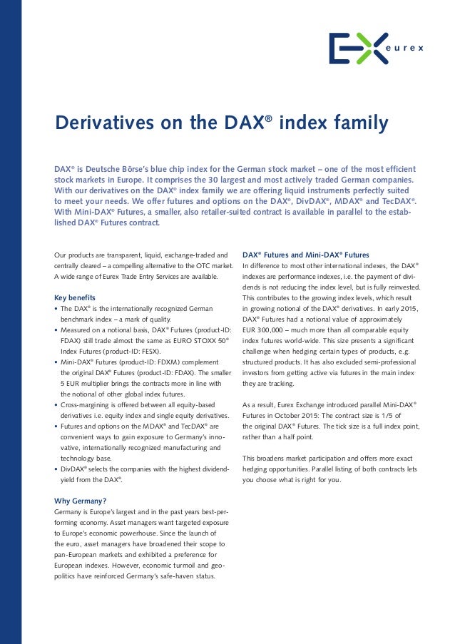 Derivatives On The Dax Index Family Eurex Exchange