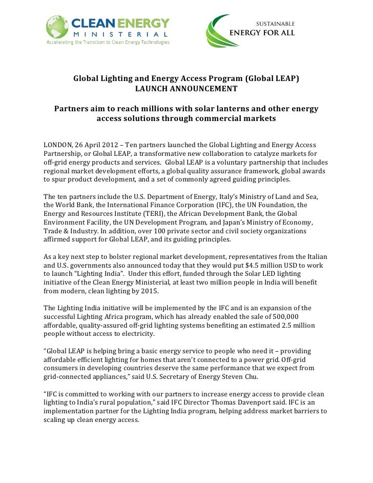 fact sheet on the global lighting and energy access partnership glob