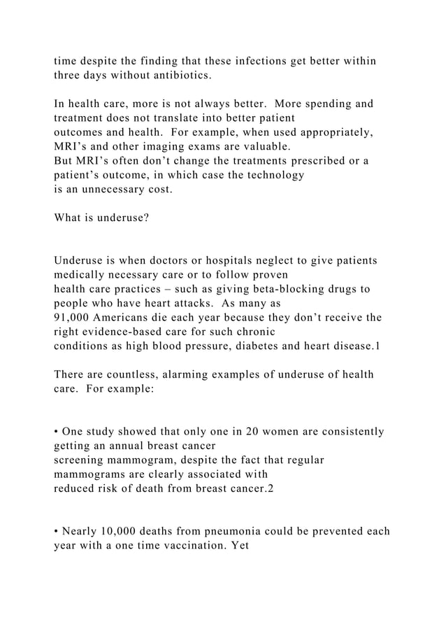 FACT SHEET Overuse, Underuse and Misuse of Medical Car.docx