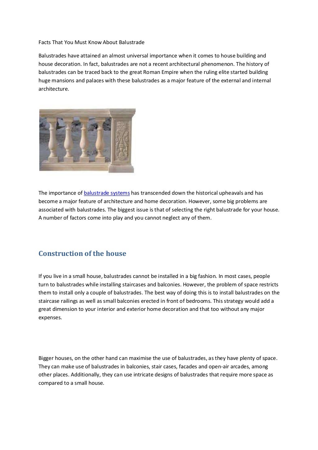 Facts that you must know about balustrade