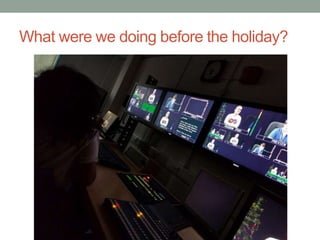 What were we doing before the holiday?
 