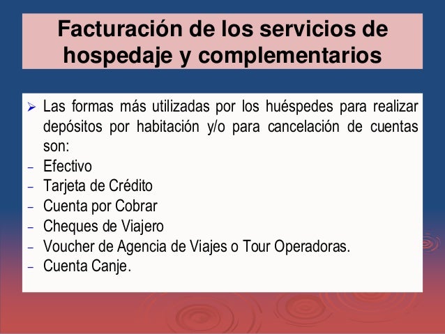 Resultado de imagen para facturacion de los servicios de hospedaje