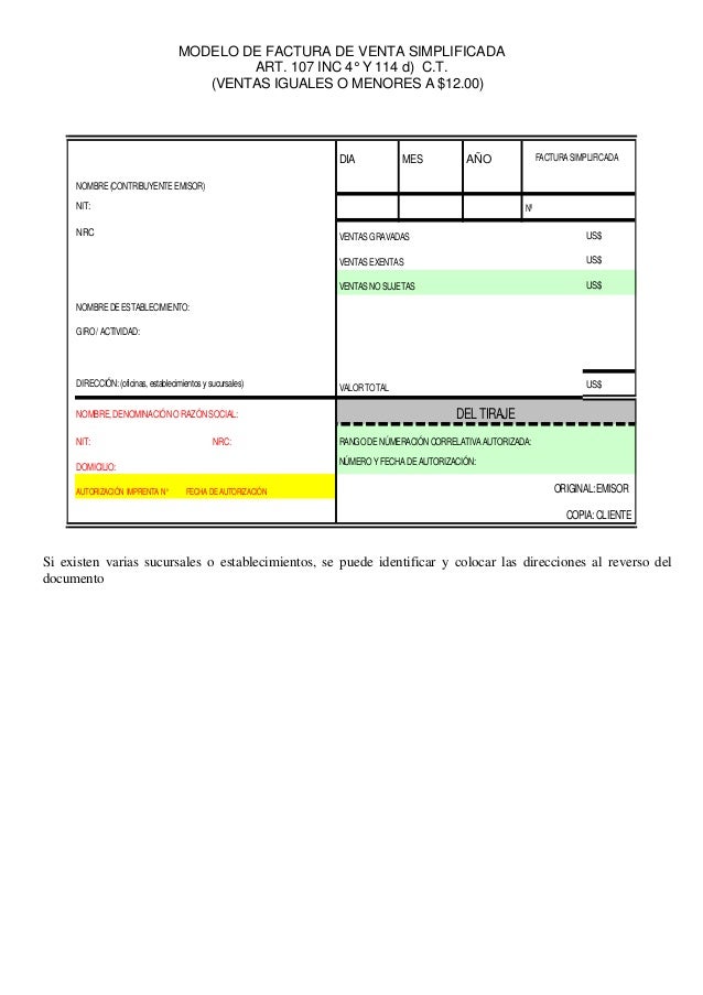 facturacion segun reformas código tributario el salvador