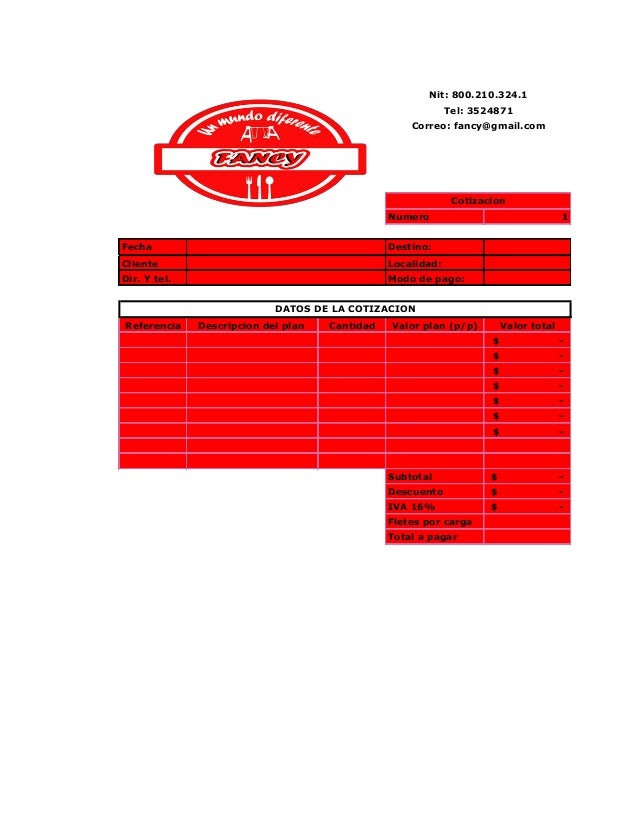 formato de factura y cotización