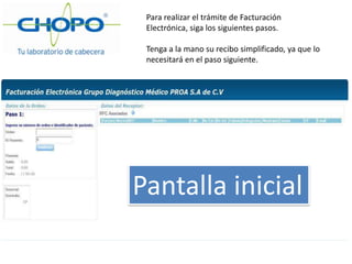 Paso 1
Ingrese a la página WEB
http://chopo.com.mx
 