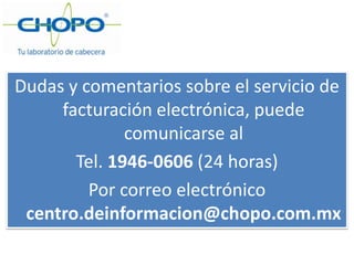 Esta es la página donde se inicia el
proceso de facturación, la liga es:
http://189.254.21.244/facturacionpacientes/wpfacturacion.aspx?82
 