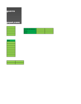 numero de factura
fecha
firma
total