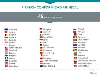 FIRMAS– CONFORMIDAD MUNDIAL
45países soportados
 