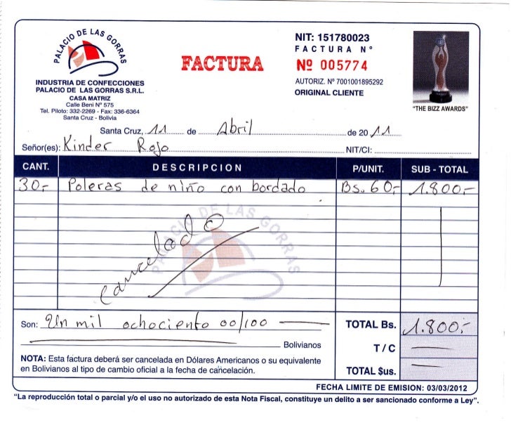 facturas del día del niño