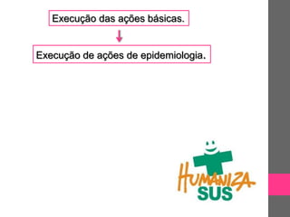 Execução das ações básicas.


Execução de ações de epidemiologia.
 