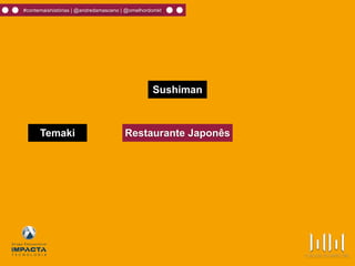 #contemaishistórias | @andredamasceno | @omelhordomkt
Restaurante Japonês
Sushiman
Temaki
 